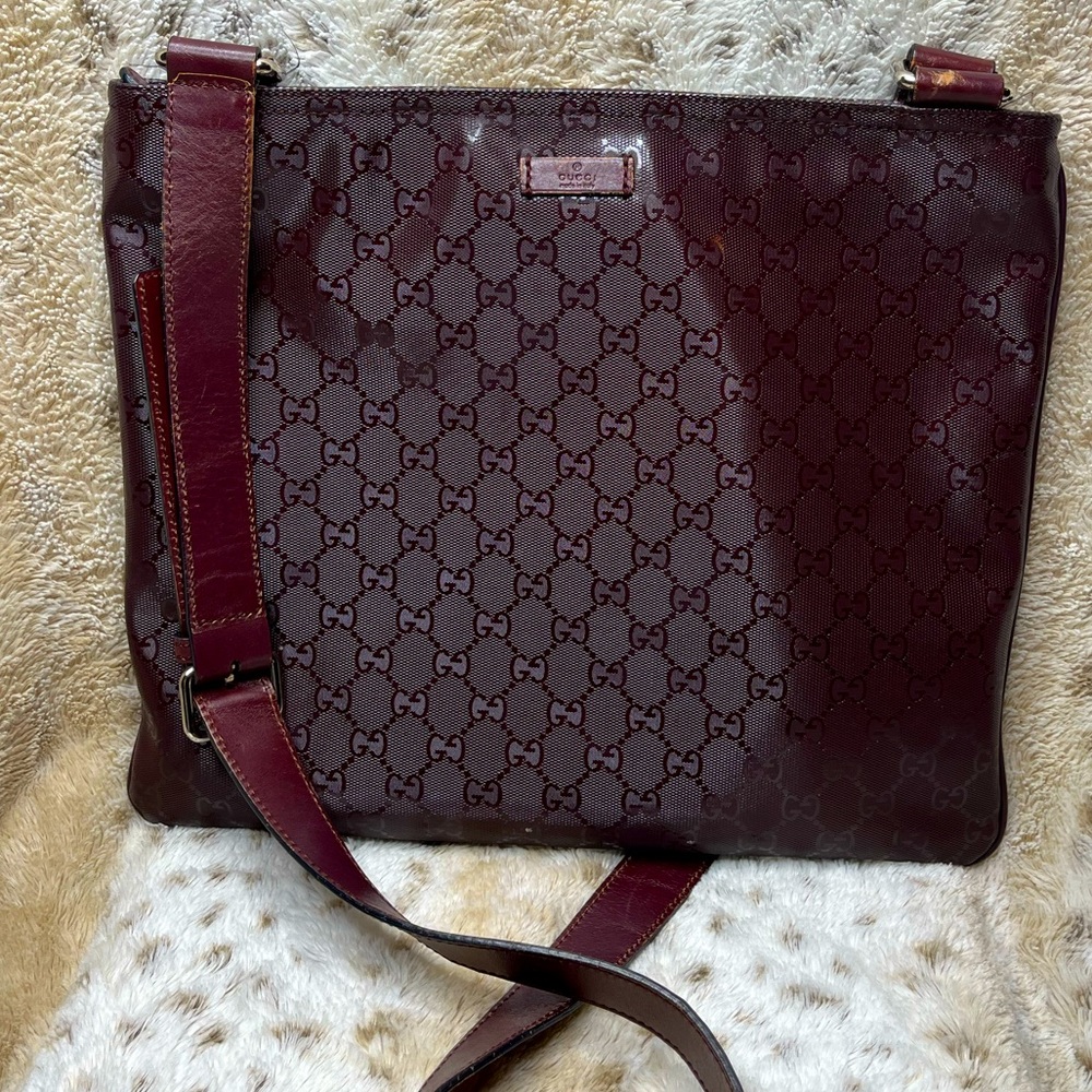 Gucci Coated GG canvas Burgundy Messenger Bag